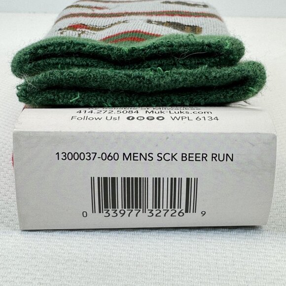 Muk Luks Mens Thermal Crew Socks Beer Run Brushed Lining Non-Slip Holiday 9-12 - Picture 5 of 6